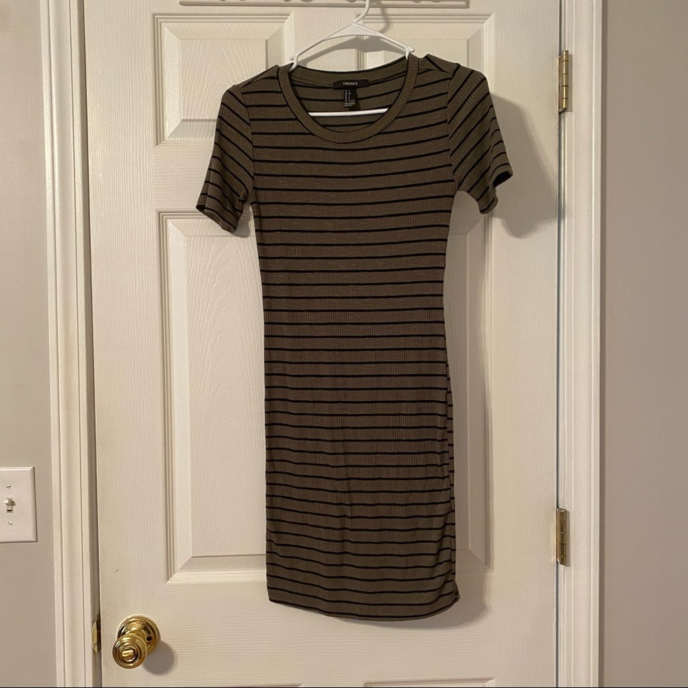 Striped black and army green dress